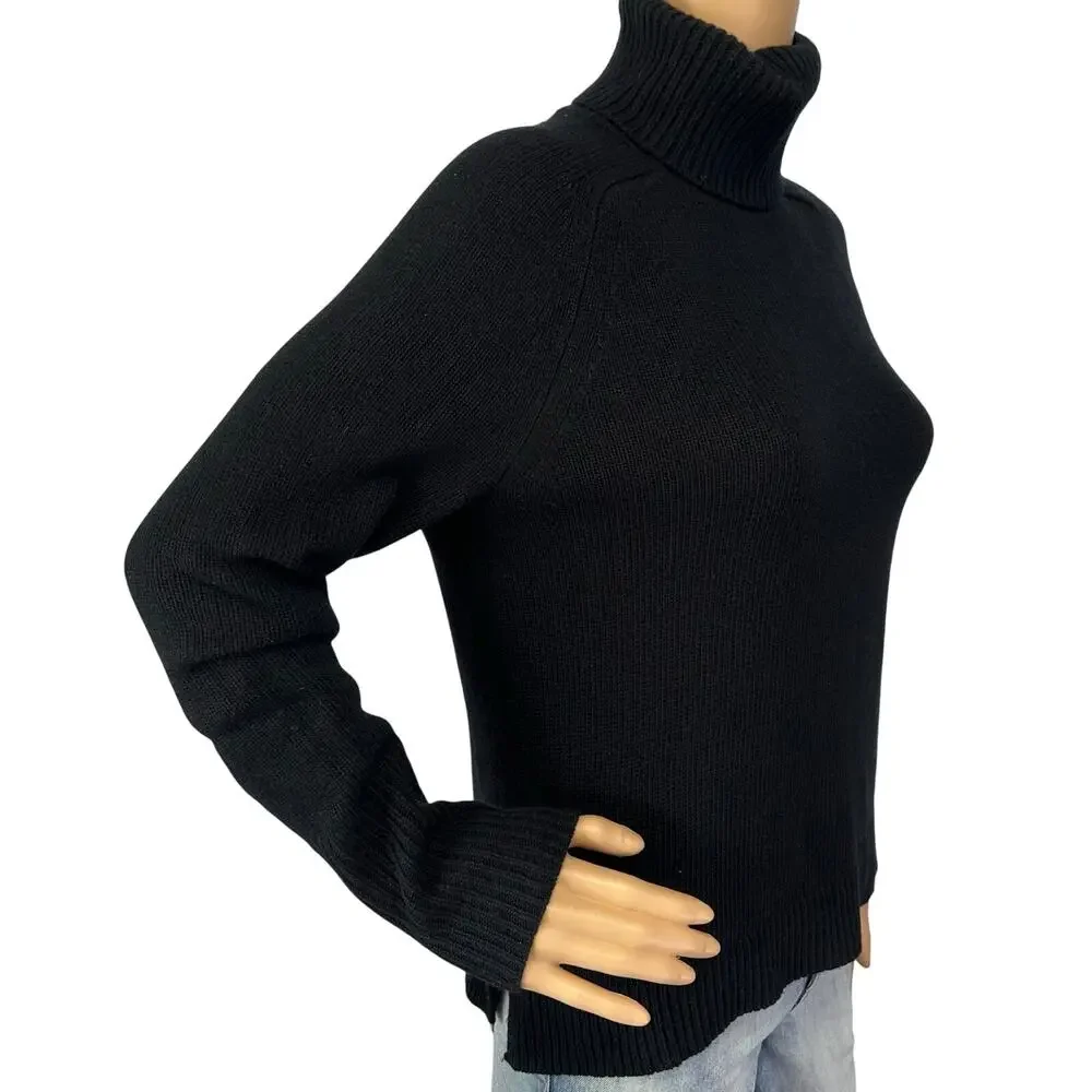 J. Crew Classic Wool Cashmere Turtleneck Sweater Black E6301 Size XS